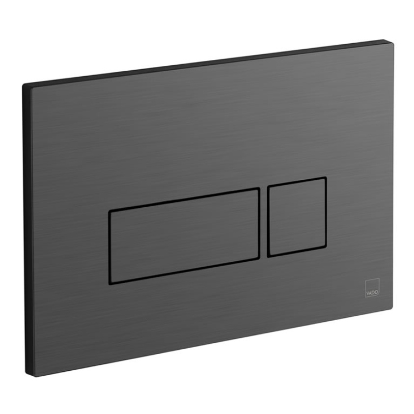 Cutout image of Vado Brushed Black Square Dual Flush Plate